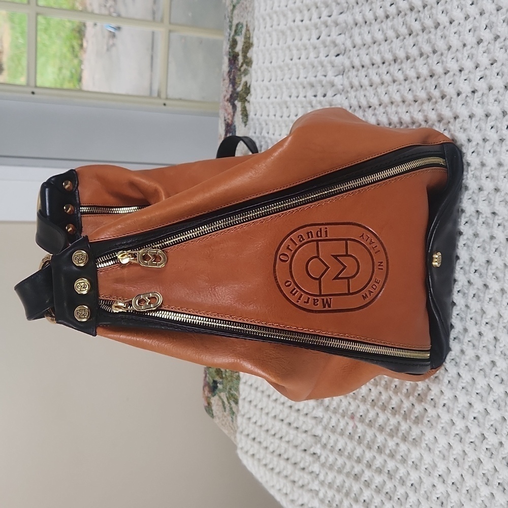 Marino orlandi black and brown Genuine leather Huge-os shoulder bag